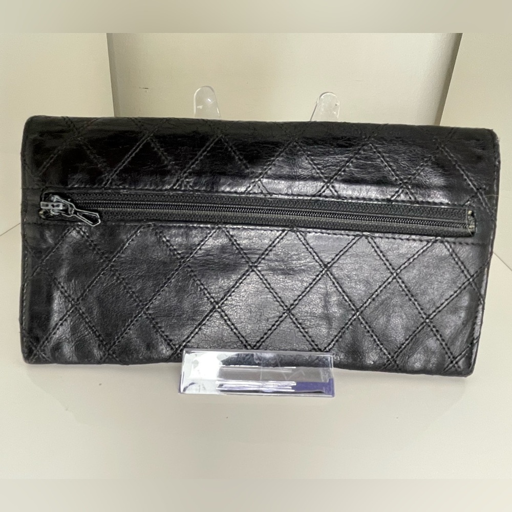 CHANEL Bicolore Lambskin Matelasse Long Envelope Wallet Leather Black Vintage - Picture 3 of 12